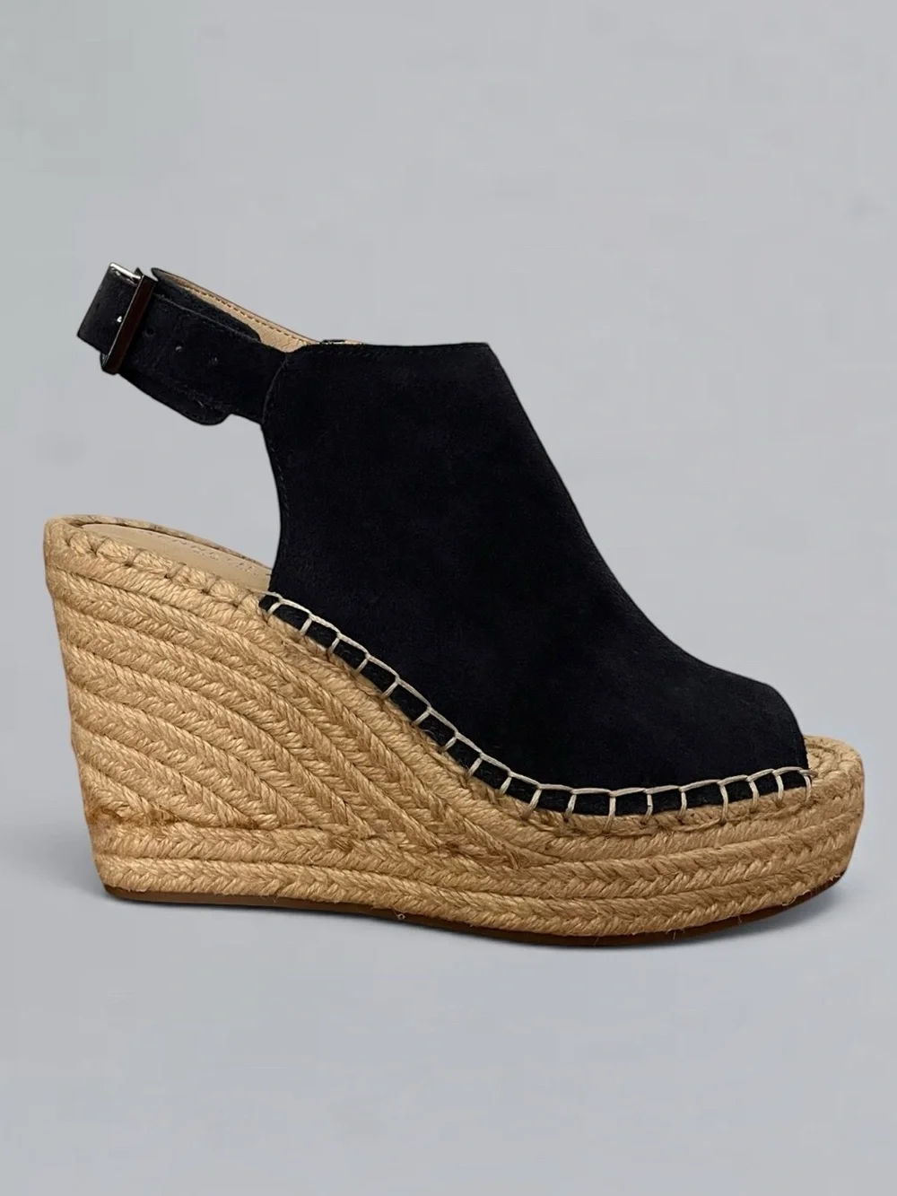 Kenneth Cole New York Olivia Navy Suede Espadrille Wedge Sandals 6.5